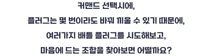 커맨드 선택시에, 플러그는 몇 번이라도 바꿔 끼울 수 있기 때문에,
여러가지 배틀 플러그를 시도해보고, 마음에 드는 조합을 찾아보면 어떨까요?