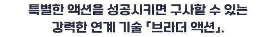 특별한 액션을 성공시키면 구사할 수 있는 강력한 연계 기술 「브라더 액션」.